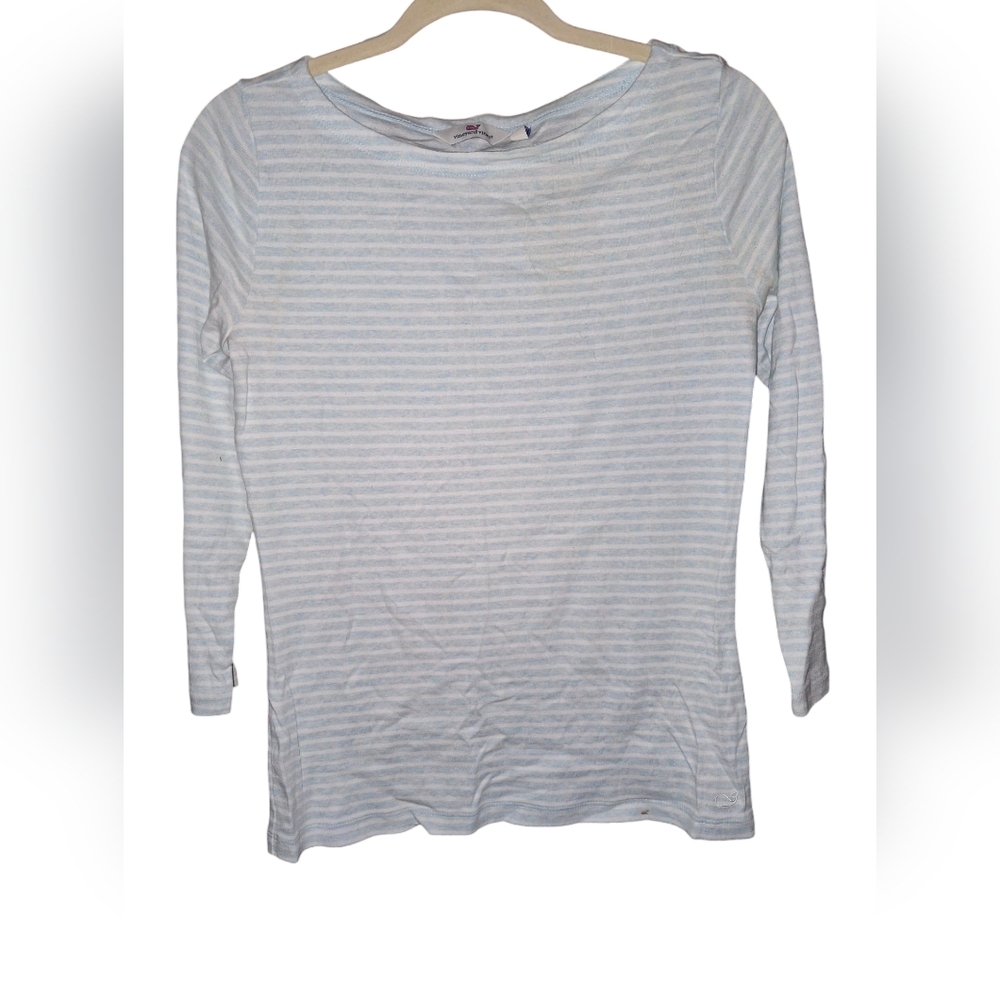 Vineyard Vines S Top Shirt Long Sleeve Striped Blue White Woman Cotton SoftDime